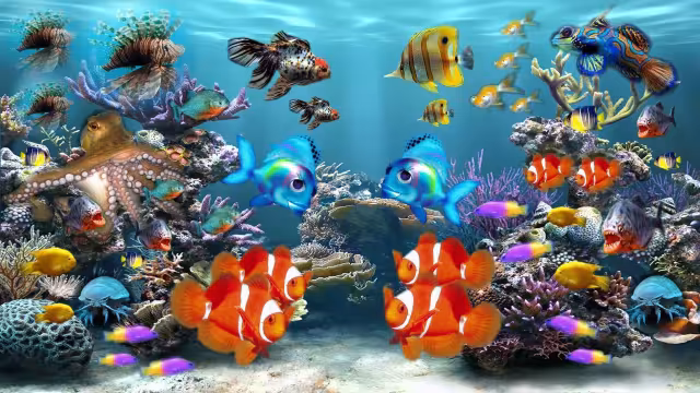تصویر آکواریوم برای والپیپر و پس‌زمینه در موضوع معماری