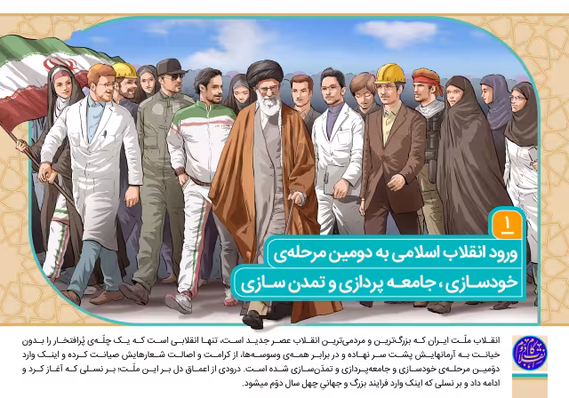 گام دوم انقلاب - ۱-ورود انقلاب اسلامی به دومین مرحله‌‌ی خودسازی، جامعه‌پردازی و تمدن‌سازی | تصویر باکیفیت برای طراحی