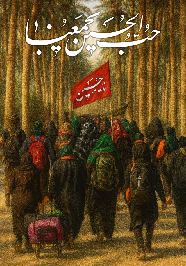 فای لایه باز راهپیمایی اربعین - حب الحسین یجمعنا | فایل لایه‌باز PSD برای طراحی