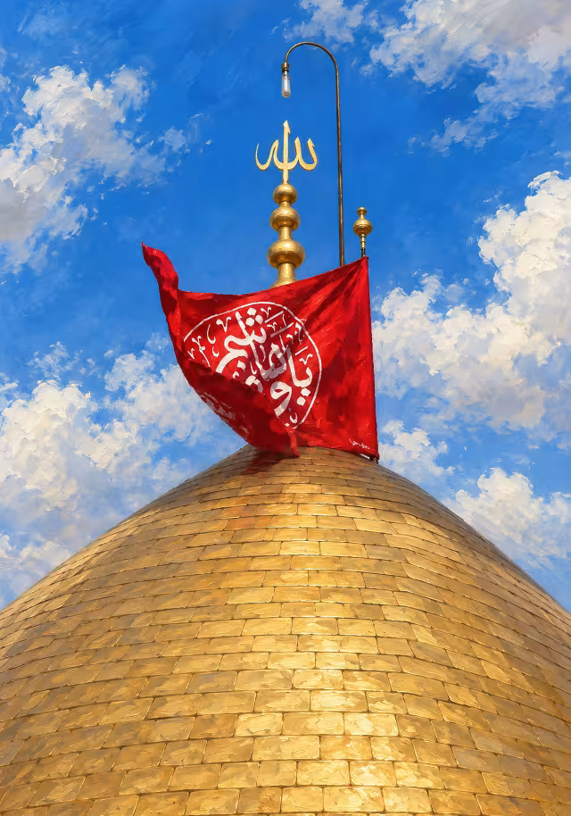 نقاشی گنبد حرم حضرت عباس (ع) | تصویر هنری باکیفیت