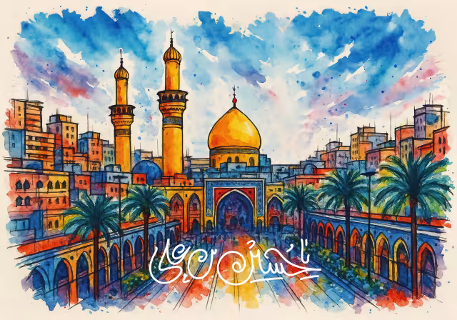 نقاشی حرم امام حسین (ع) - نقاشی بین الحرمین | تصویر هنری باکیفیت