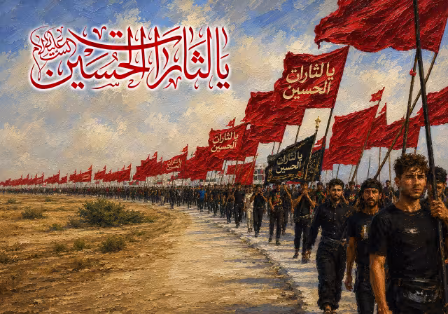 یا لثارات الحسین - راهپیمایی اربعین | تصویر مذهبی مناسب چاپ