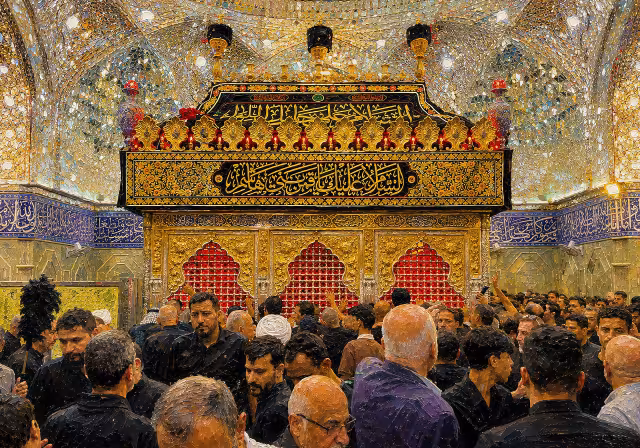 اربعین حسینی - نقاشی ضریح حرم حضرت عباس (ع) | تصویر هنری باکیفیت