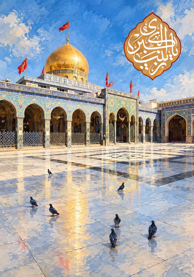نقاشی حرم حضرت زینب (س) | تصویر هنری باکیفیت