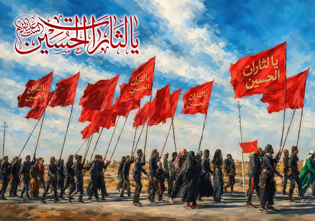 یا لثارات الحسین - راهپیمایی اربعین | طرح گرافیکی برای شبکه‌های اجتماعی