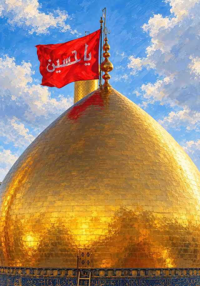 نقاشی گنبد حرم امام حسین (ع) | تصویر هنری باکیفیت