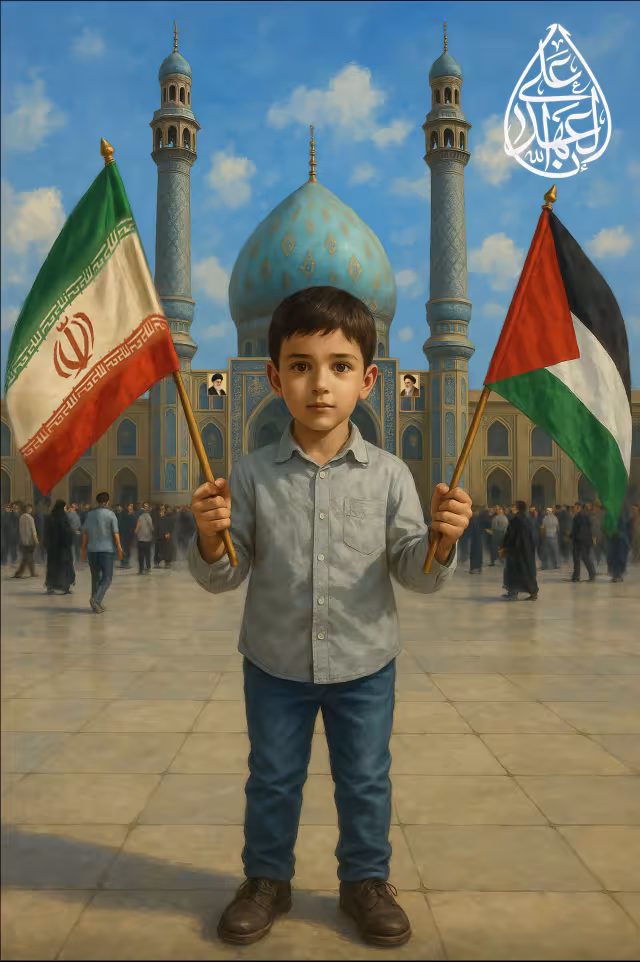 نقاشی مراسم استغاثه به حضرت صاحب الزمان (عج) برای رهایی مردم غزه - انا علی العهد | طرح گرافیکی مناسبتی