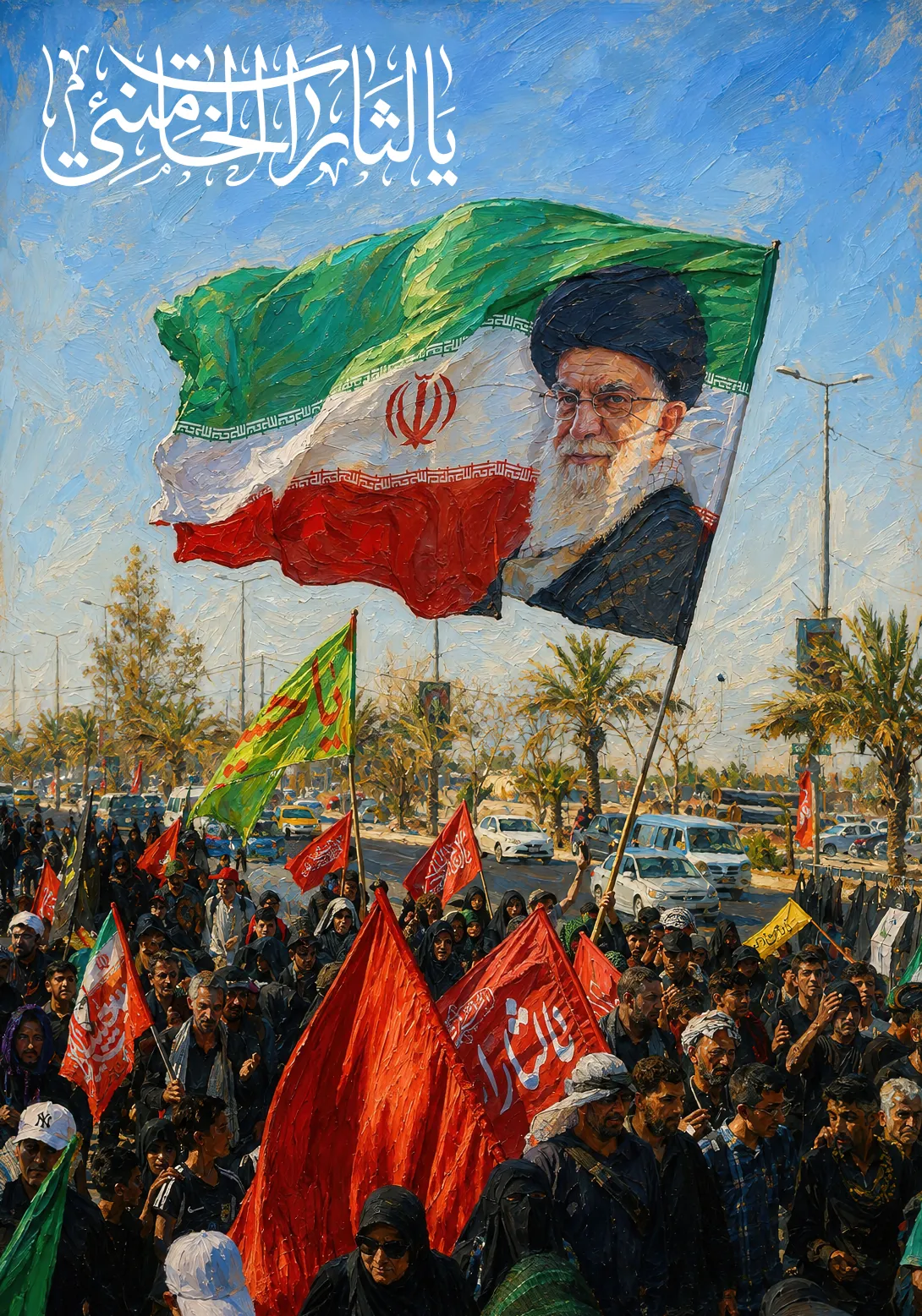 یا لثارات الخامنئی - راهپیمایی اربعین | پوستر و تصویر مذهبی باکیفیت